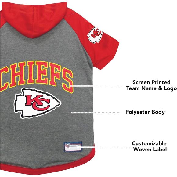 NFL Kansas City Chiefs Pet Wear Hoodie Dog Cat Shirt Offical NFL Licensed XS NEW - Picture 7 of 10